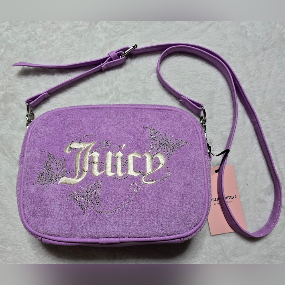 Juicy Couture NWT Crossbody Bag Purple Sequin Shoudler Purse Shimmer Glitter